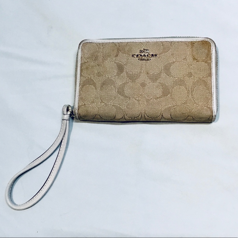 Signature Logo Coach Canvas and Leather Wallet